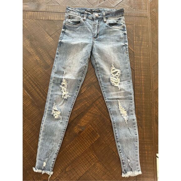 STS Harper Blue Distressed High Rise Skinny Jeans Size 24 - Picture 2 of 5